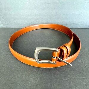Genuine Leather Men’s Belt Size 52 Cognac Brown Dress Casual Belt